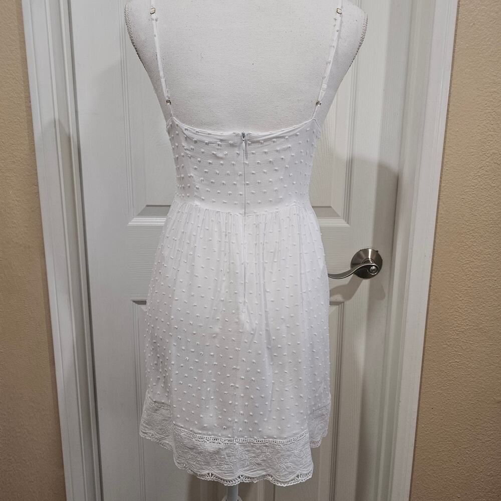 Nectar White Swiss Dot Lace Trim Slip Dress Lined Size Med - Picture 2 of 6